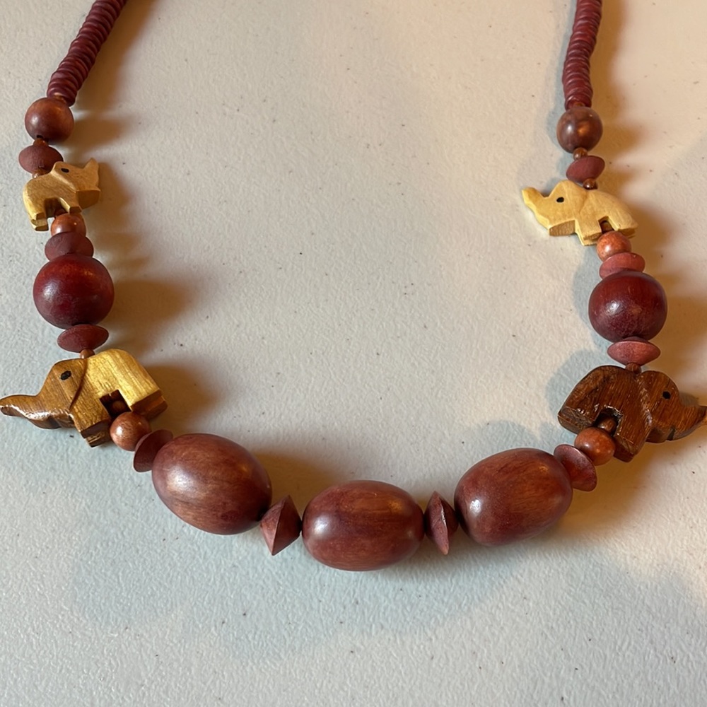Handcrafted Wooden Elephant Necklace